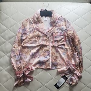 Truce Big Girls Satin Velvet Trim Top Size 16